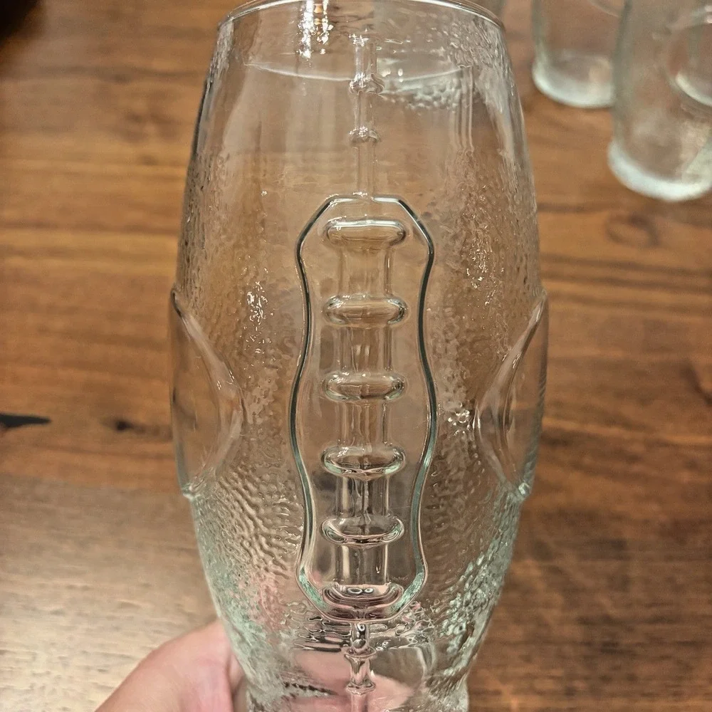 Set of 6 Libbey Football Shaped NFL Clear Beer Bar Glasses - Water Glass - 23oz